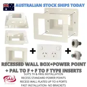 Recessed Power Point Box For TV AV with Double GPO, F to F & PAL to F inserts