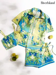 River Island Blue Girls Palm Print Shirts 3 Pack Set (H25364) | $83