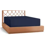 21” Extra Deep Pocket Ultra Soft Fitted Sheet with Corner Straps, King-Navy Blue