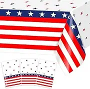 Avezano 3 pcs Patriotic Tablecloths Red White and Blue Patriotic Decorations Disposable Plastic Tablecloth 108 x 54 inch for 4th of July Memorial Day Indoor Outdoor