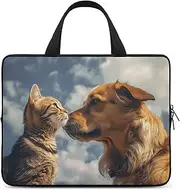 Laptop Case Sleeve Shockproof Computer Carrying Bag Dog And Cat Face to Face Notebook Case Cover Laptop Bag Water Resistant Computer Cases Tablet Briefcase for Travel Business 12 Inch, Dog and Cat