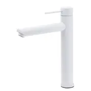 WELS Matt White Round Tall Basin Mixer Vanity Sink Faucet Straight Spout Tap Set