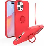 [ZUSLAB] Case for iPhone 15 Pro Max Silicone Stand Magnetic Finger Ring Kickstand Bumper Protective Cover for Apple (2023) - Red