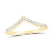 10kt Yellow Gold Womens Round Diamond Chevron Stackable Band Ring 1/5 Cttw