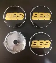 BBS Wheel Center Hub Caps Set: 60mm Black & Gold - 4 Pieces