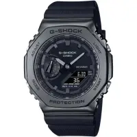 在飛比找momo購物網優惠-【CASIO 卡西歐】G-SHOCK 酷黑時尚 金屬八角農家