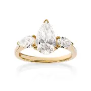 Bevilles 3 Stone Pear Ring with 2.00ct of Laboratory Grown Diamonds in 9kt Yellow Gold