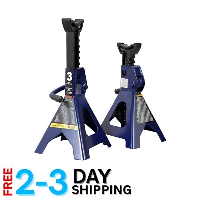 3 Ton Steel Jack Stands Pair 11-3/4" to 16-3/4" Adjustable Height Car Support