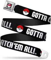 Buckle-Down Seatbelt Belt - Pok茅 Ball/GOTTA CATCH 'EM ALL Black/White/Red - 1.0" Wide - 20-36 Inches in Length