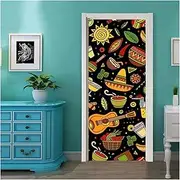 Door Stickers Self-Adhesive Abstract Art Door Stickers Home Decoration Door Cover Wall Stickers Mural Porch(95x215cm)