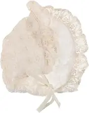 [HORIALENCE] Bonnet for Lace Princess Hat for Baptisms Parties Photoshoots Newborn Hats with Sunshade Wind Protection White