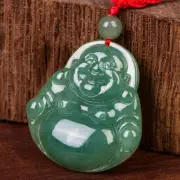 Oil Blue Jadeite Jade Buddha Pendant, Women Laughing Buddha Pendant Pendant
