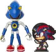 Sonic The Hedgehog Collectible Metal Sonic 4" Bendable Flexible Action Figure with Bendable Limbs & Spinable Friend Disk Accessory Perfect for Kids & Collectors Alike for Ages 3+