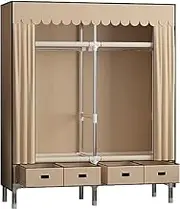 Portable Wardrobe Rack,Portable Canvas Wardrobe with Hanging Rail and Shelves Clothes Closet Storage Organizer for Bedroom 140x45x168cm