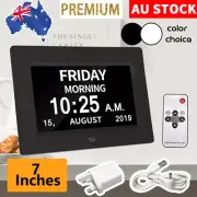 Extra Large Dementia Clock 8" Digital Calendar Day Clocks LED Alarm Clock Wall
