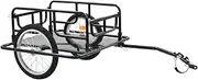 Kids Bike Trailer Foldable Drawbar Bicycle Cargo Trailer, Black Bicycle Trailers, 130x73x48.5 cm, Easy to Assemble, Cycling Outdoor Bicycle Accessories