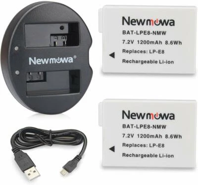 LP-E8 Battery (2 Pack) and Dual USB Charger for Canon LP-E8 and Canon EO