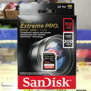 【200MB】SanDisk Extreme PRO SDXC SD 512G 512GB U3 4K 相機 高速記憶卡