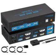 HDMI Displayport KVM Switch 2 Monitors 2 Computers 4K@60Hz DP KVM Switcher Du...