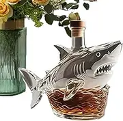 Lueear Liquor Decanter - Glass Shark Figurines Whiskey Decanter - Creative Bottle Animal Theme Tools for Bar Wine Dining Home Decor Husband Men Dad