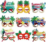 Hawaiian Themed Glasses | 9 Pair Hawaiian Sunglasses - Fancy Dress Props Beach Themed Supplies Decorations For Kids Adults, Pool Photo Booth Prop, Vacation