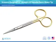 Scissors Surgical 4.5" Straight Gold Plated Handle Razor Sharp Tip ARTMAN