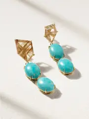 [JIA JIA] JIA JIA - Mona Lisa Gold, Turquoise And Quartz Earrings - One size One size Gold