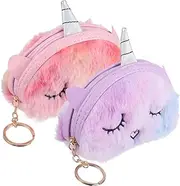[CONGARTENO] Mini Coin Plush Unicorn Coin Purses for Women Girls Zipper Purses Change Pouches