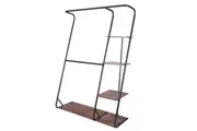 Freestanding Closet with 3 Shelves Organizer Storage Clothes Hanger Rail Garment Shelf Shoe Rack