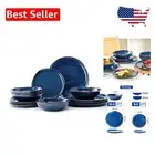 Elegant 12-Piece Geometric Dinnerware Set - Microwave & Dishwasher Safe