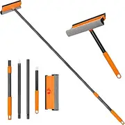 JEHONN Window Shower Squeegee for Glass Door with 152 cm Long Handle, Professional Floor Squeegee Mop for Cleaning Garage Tile Concrete Mirror Windshield Bathroom Home Car, SQ-03, Orange