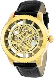 [Invicta] Men's 'Vintage' Automatic Stainless Steel and Leather Casual Watch, Color:Black/Gold Gold/Gold (Model: 22571, 22575)