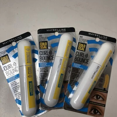 3 X Maybelline The Colossal CURL BOUNCE Mascara Waterproof #360 Brownish Black