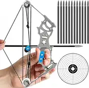 Mini Compound Bow and Arrow Set with 12 Arrows Mini Archery Bow Practice Set for Adults Hunting Recreational Pastimes and Gifts