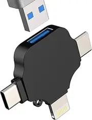 USB C Lightning Micro USB OTG Adapter (3-in-1) 3.0 Data Cable for iPhone 16 15 14 13 Pro Max Type C Ports for Apple iPad MacBook Tablet Stick Compatible with Samsung S25 S24 S23 Android Accessories