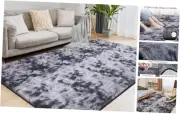 8x10 Fluffy Rugs for Living Room, Ultra Soft Plush 8x10 Feet Tie-dyed Dark Grey