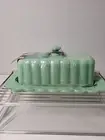 Pioneer Woman Timeless Beauty Butter Dish Jade Jadeite Green w/ Lid Cottage Core