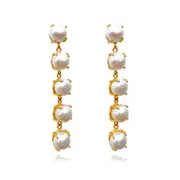 Culturesse Lyanna 5-Pearl 69mm Drop Earrings Freshwater Pearls 18K Gold Plating