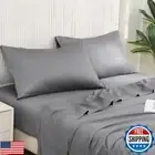 DOWNCOOL California King Sheet Sets - 100% Cotton Sheets Grey, 400 Thread Cou