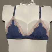NWT Victoria's Secret Blue Lace Trim Triangle Bra Bralette Size Small