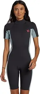 Billabong Womens Foil 2mm Back Zip Shorty Wetsuit - Washed Black - retention with a high-stretch combination