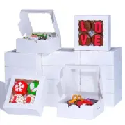 50 Pcs Cookie Treat Boxes with Window for Christmas Holiday Pastry Box