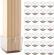 28 Pcs Square Furniture Table Legs Covers for Wood Floor Protector, Furniture Feet Caps Pads for Hardwood Floors, Anti-Scratch Chair Feet Pads, Noise Reduced Chair Legs Covers (28)