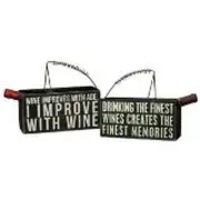 Box Sign Wine Caddy with Handle "Drinking the Finest Wines Creates the Finest...