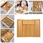 1PC Large Bamboo Cutlery Tray EXPANDABLE Drawer Kitchen Organizer Insert Divider