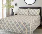 Bed Set Cover Set Sheets & Pillow Single/Double/King Elegant Oriental Cream/Blue