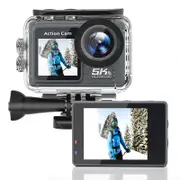 Action Camera 5K 128G SD Card 24MP Dual Screens 30m Waterproof 170 Wide Angle WiFi 2.4G Remote 4X Zoom Accessories Kit Christmas Gift