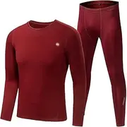 [WETKOL] Mens Thermal Underwear Set, Fleece Lined Ultra Soft Compression Running Long Sleeve Tops Long Johns Base Layer Warm Underwear, for Workout Sport Ski Warm Underwear Suit