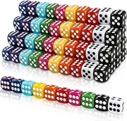 DIYDEC 100pcs 16mm Game Bulk Dice 10 Colors Acrylic 6 Sided Dice Set for Classroom Teaching Math Learning Standard Dice for Party Family Board Games