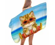 Beach Towel and Beach Bag Set Funny Cats Ginger Tabby Kitten at the Beach